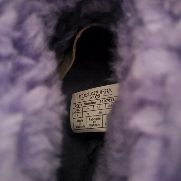Koolaburra By UGG Purple Suede Kids Boots Glitter Stars  Faux Fur Lining Size 4 - Picture 7 of 9